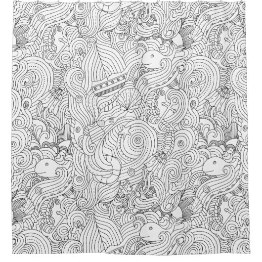 Rideaux De Douche Griffonnage nautique (Devant)