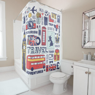 Rideaux De Douche Griffonnages de voyage de l'Angleterre