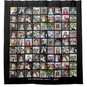 Rideaux De Douche Grille de collage photo de 81 Carrés avec texte -