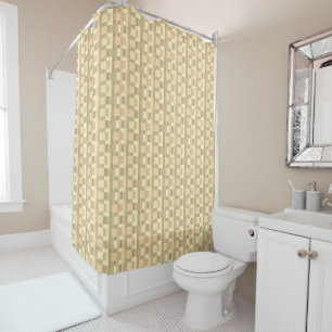 Rideaux De Douche Grille en bloc jaune beige brun doux