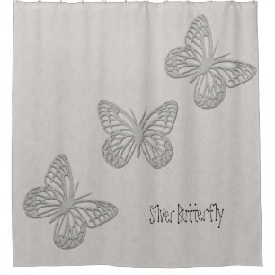Rideaux De Douche Gris argenté de papillon texturisé