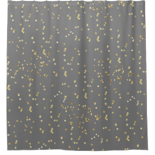 Rideaux De Douche Gris avec le pois dispersé par confettis d'or