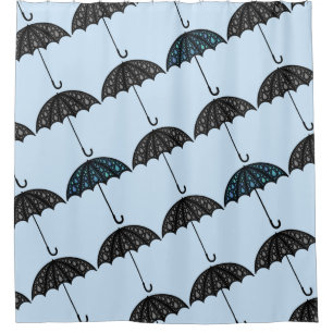 Rideaux De Douche Gris bleu de motif de parapluie