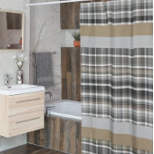 Rideaux De Douche Gris Brown Plaid Rustique Neutral Tan