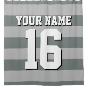 Rideaux De Douche Gris Charcoal Sports Jersey Preppy Stripe