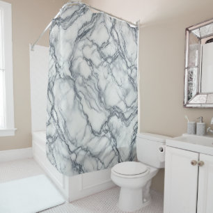Rideaux De Douche Gris Chic & Aspect Marbre Blanc Glamour