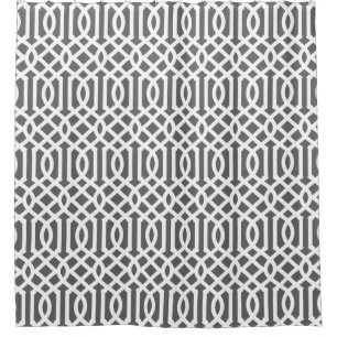 Rideaux De Douche Gris de charbon et Trellis blancs