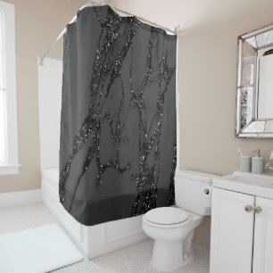 Rideaux De Douche Gris de marbre de parties scintillantes de