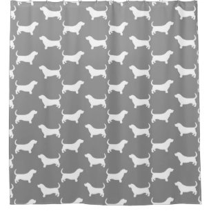 Rideaux De Douche Gris de motif de silhouettes de Basset Hound