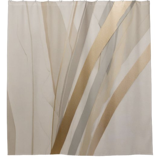 Rideaux De Douche Gris doré beige rayure abstraite (Devant)