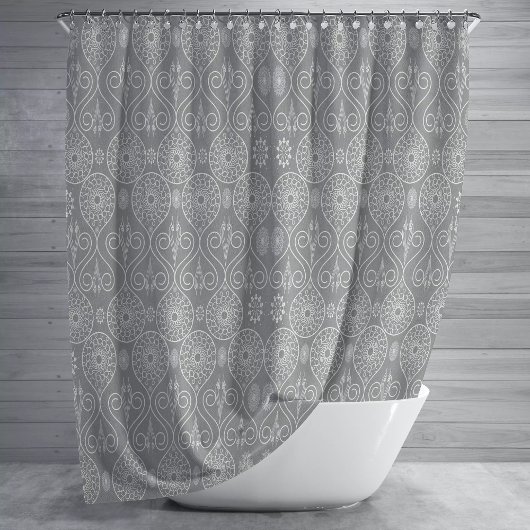 Rideaux De Douche Gris fibreux de graines de pieuvre textile à motif