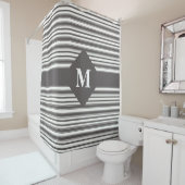 Rideaux De Douche Gris foncé et Gris blanc monogrammes (En situation)