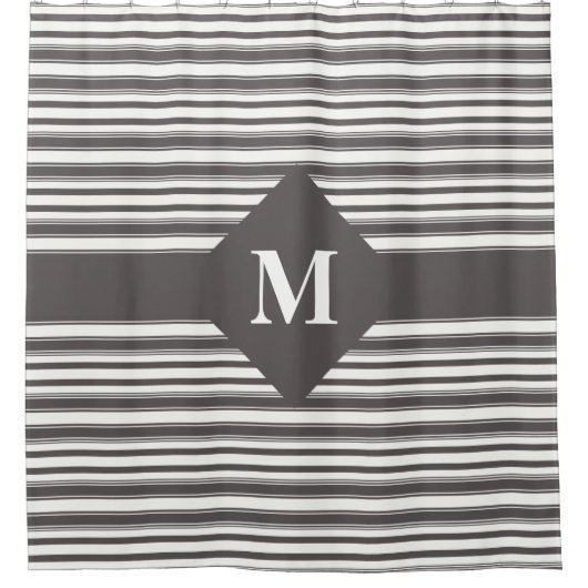 Rideaux De Douche Gris foncé et Gris blanc monogrammes (Devant)