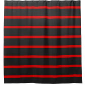 Rideaux De Douche Gris foncé et rayures rouges (Devant)
