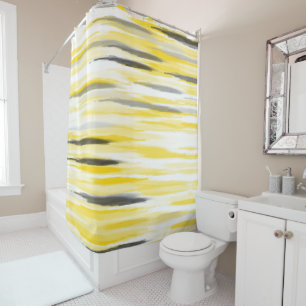 Rideaux De Douche Gris jaune Abstrait rayures