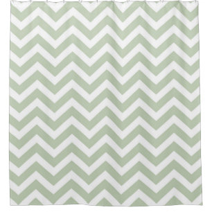 Rideaux De Douche Gris moderne/vert et blanc Chevron rayé