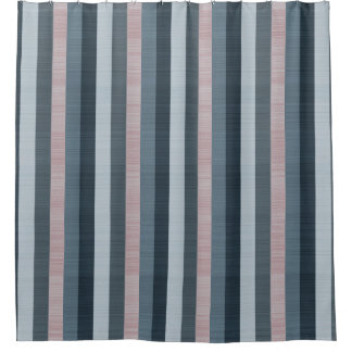 Rideaux De Douche Gris Navy Rose Rayé