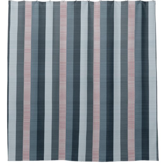 Rideaux De Douche Gris Navy Rose Rayé (Devant)