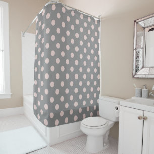 Rideaux De Douche Gris & Rose Pâle à pois Pointillisme Moderne