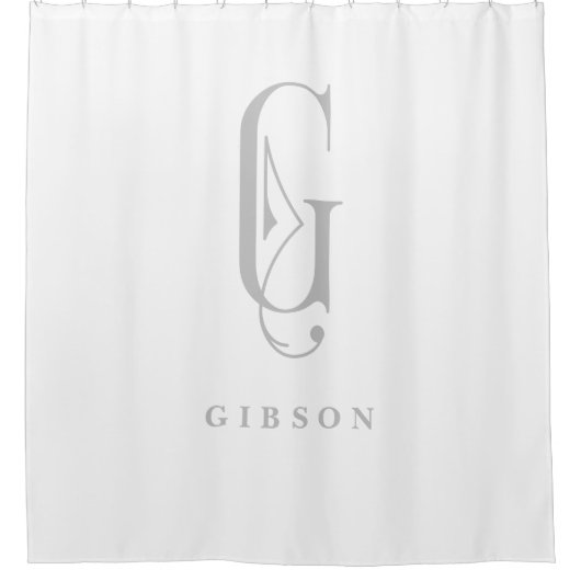 Rideaux De Douche Gris sophistiqué avec Élégant Monogramme ÉDITABLE (Devant)