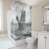 Rideaux De Douche Gris Stormy Rainy Pirate Ships Douche (En situation)