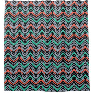 Rideaux De Douche Gris, Teal, et motif tiré par la main de corail d