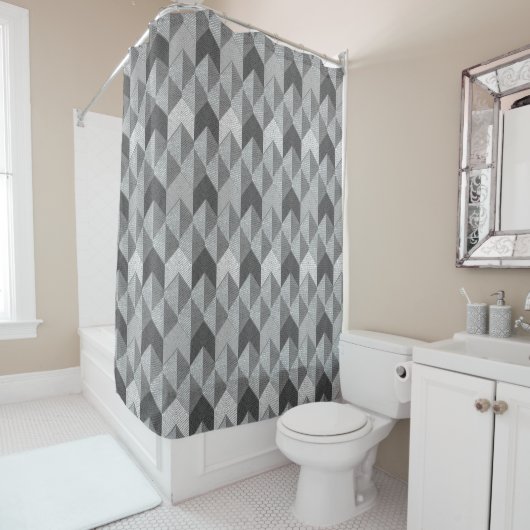 Rideaux De Douche Gris texturé géométrique. (En situation)
