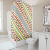 Rideaux De Douche Gris vert gris orange rose (En situation)