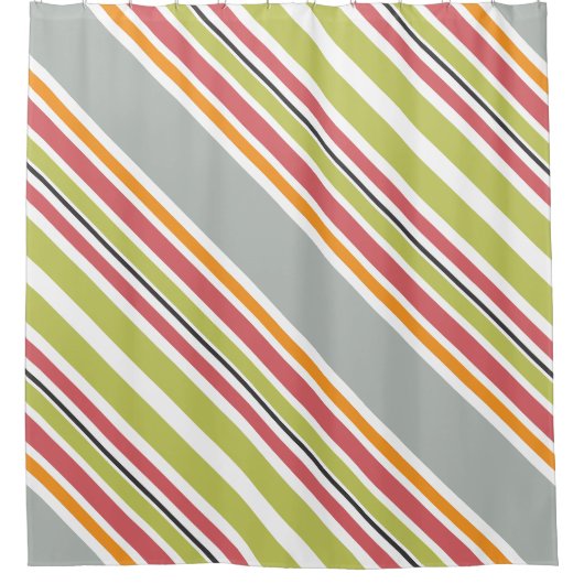 Rideaux De Douche Gris vert gris orange rose (Devant)