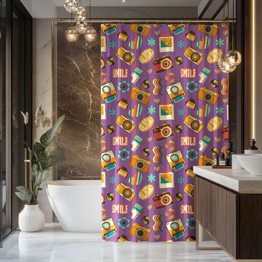 Rideaux De Douche Groovy Swirl Curtain Retro Pastel Shower Style