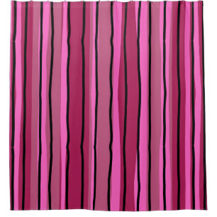 Rideaux De Douche Gros Color Pop Hot Pink et Black Strips