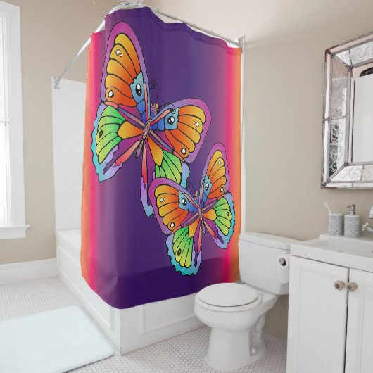 Rideaux De Douche Gros papillon (En situation)