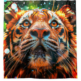 Rideaux De Douche Gros plan sur un visage de tigre intense