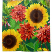 Rideaux De Douche Gros Tournesols Gras et Chrysanthèmes (Devant)