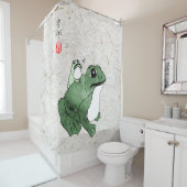 Rideaux De Douche Grosse grenouille Petit crapaud japonais 19e siècl (En situation)