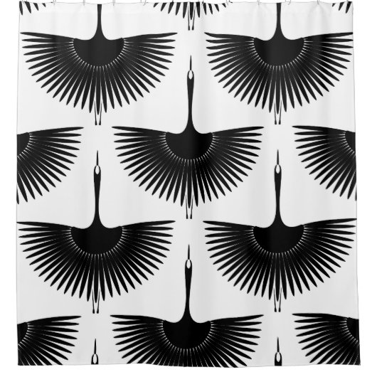 Rideaux De Douche Grue gracieuse : Motif d'oiseaux orientaux (Devant)