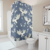 Rideaux De Douche Grue vintage : Motif d'oiseaux volant (En situation)