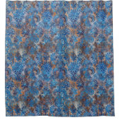 Rideaux De Douche Grunge Damask Cobalt Blue Rust Orange (Devant)