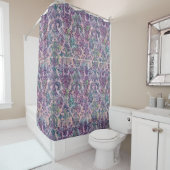 Rideaux De Douche Grunge Damassé Rose Violet Chartreuse Turquoise (En situation)
