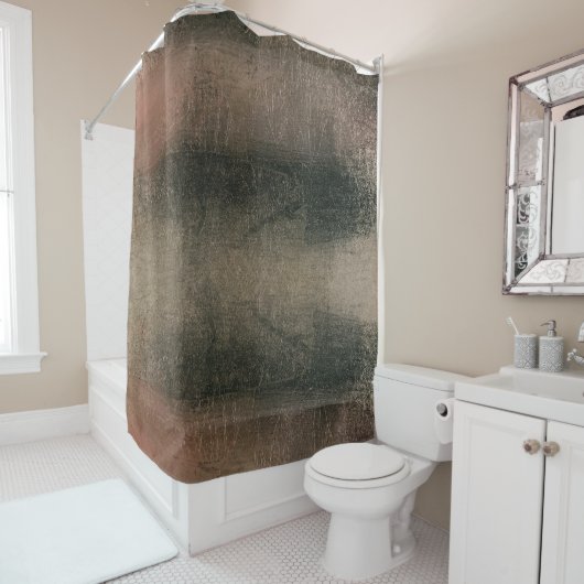 Rideaux De Douche Grunge d'or rose Abstrait moderne (En situation)