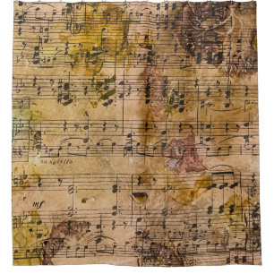 Rideaux De Douche Grunge Floral Music Vintage Botanique