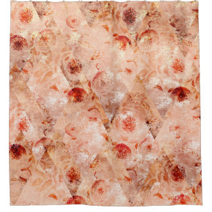 Rideaux De Douche Grunge motif floral. Arrière - plan de corail.