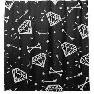 Rideaux De Douche Grunge rock : diamants, os motif.