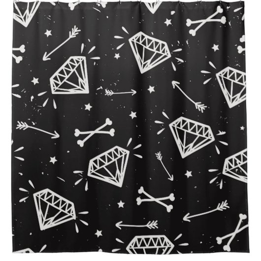 Rideaux De Douche Grunge rock : diamants, os motif. (Devant)