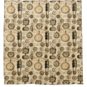 Rideaux De Douche Grunge Rustic Steampunk Horloge (14) (Devant)