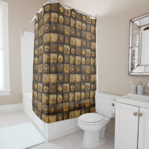 Rideaux De Douche Grunge Rustic Steampunk Horloge (15)