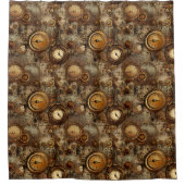 Rideaux De Douche Grunge Rustic Steampunk Horloge (3) (Devant)