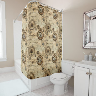 Rideaux De Douche Grunge Rustic Steampunk Horloge (9)