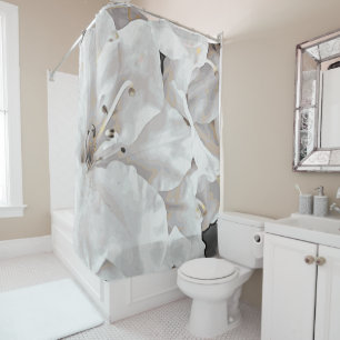 Rideaux De Douche *~* Grunge Rustique Azalea Fleurs Blanc Neutre