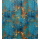 Rideaux De Douche Grunge Turquoise En Cuivre Patiné (Devant)